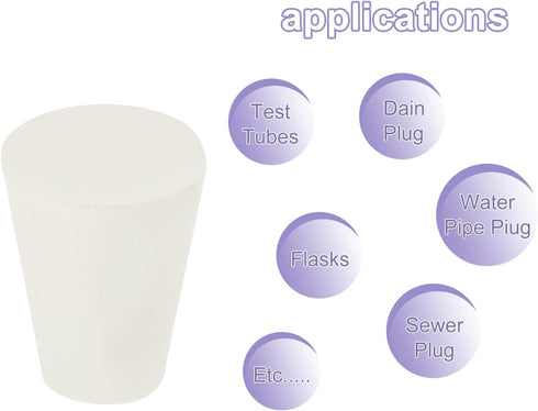 MECCANIXITY Rubber Tapered Plug 9mm to 13mm Solid Test Tubes Bungs Stopper White for Lab Home 10 Pieces...
