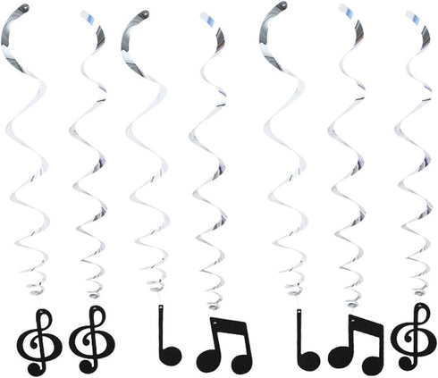 12 Pieces Musical Note Hanging Swirl, Music Theme Foil Ceiling Hanging Streamers Party Decorations for Boys Girls Adults Music Birthday Party Wedd...