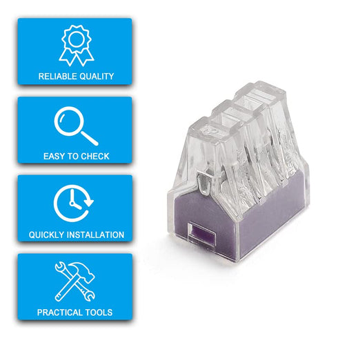 50pcs 6 Port Push-in Electrical Wire Connector, PCT-106 Quick Connection Terminal Compact Wire Connector for 18-12 AWG Solid Stranded Wires...