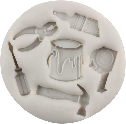 Hand Tools Silicone Molds Mini Construction Tools Chocolate Fondant Molds For Cake Decorating Cupcake Topper Candy Gum Paste Polymer Clay Set Of 4...