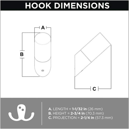 Franklin Brass Modern Slant (5-Pack) Single Wall Hooks 1-Prong Coat/Hat Pure White/Nickel Hooks for Hanging Wall Mount Hanger Clothes, Purse, Bag,...