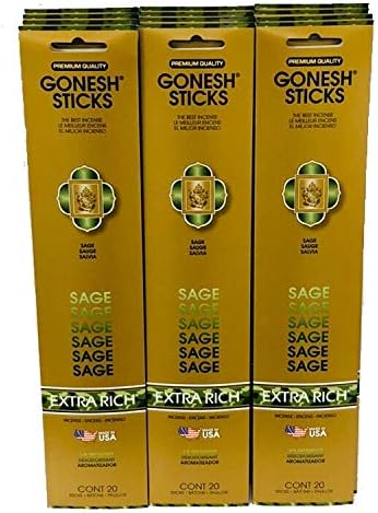 Gonesh Incense Sticks Extra Rich Collection: Sage 12 Pack (20 Sticks/Pack)...