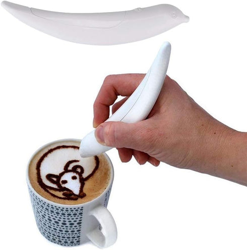 Latte Art Pen, White Spice Pen Electric Coffee Pen for Latte & Food DIY, Works with Cinnamon, Salt, White sugar, Fine Coffee Grinds, Powered by Ba...