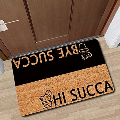 Welcome Mats Hi Succa Bye Succa Doormat Personalized Funny Door Rugs for Entrance Way Fabric Top with a Anti-Slip Rubber Back for Front Door Indoo...