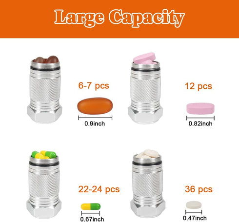 Shintop 2PCS High Capacity Aluminum Container Keychain Waterproof Pill Container...