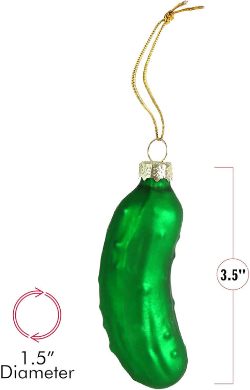 Ornativity Christmas Pickle Tree Ornament - Traditional Glass Blown Green Pickles Hanging Pickle Xmas Holiday Ornaments Decor 3.5" Pack of 4...