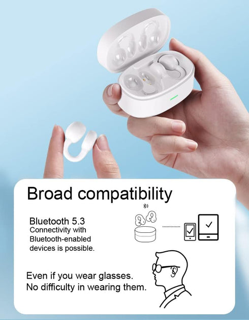 Ear-Clip Bone Conduction Headphones Bluetooth 5.3 Open Ear Clip on Headphone Clip Type Bluetooth Earphones Wireless In Ear Earbuds Bluetooth Heads...