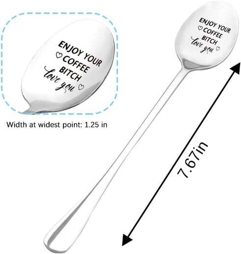 Funny Coffee Spoon Gifts for Coffee Lover Best Friend Besties Birthday Gifts for Friends Women Girls Wife Girlfriend Birthday Gift for Women Bitch...