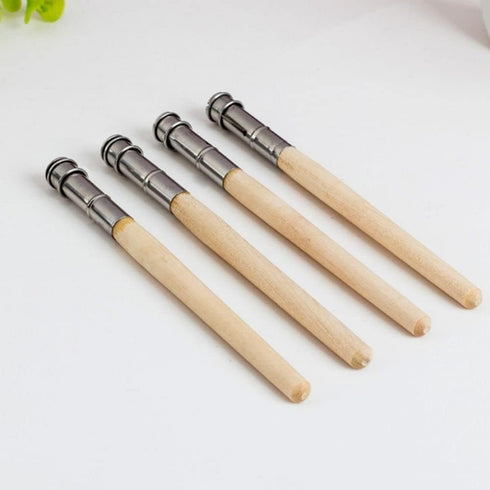 1Pc Light Brown Wooden Pencil Extender,Adjustable Art Pencil Lengthener,Pencil Extender Holder with Aluminum Handle for Colored Pencils Crayon Pen...