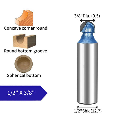 Cove Box Router Bits, Woodworking Router Bits Tools for Mechanics Industrial Grade Round Bottom Best for Artificial Board Material (16. 1/2"Shk*3/...