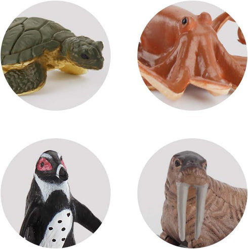 Realistic 10 PCS Mini Ocean Sea Marine Manatee Walrus Turtle Figure Desktop Decoration Party Supplies Cake Toppers Bath Toy for Kid Boy Girl 5 6 7...