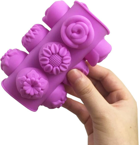 4 PACK Flower Shape Chocolate Candy Molds Set,DanziX Silicone 15 Cavity Baking Mold Ice Cube Tray for Wedding,Festival,Parties and DIY Crafts-Gree...