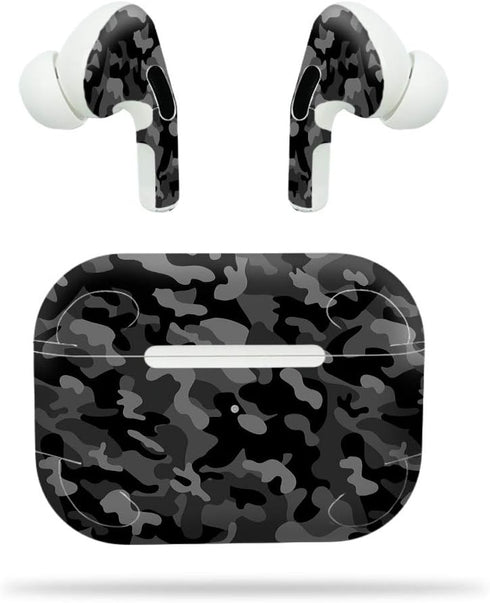 MightySkins Compatible with Apple Airpods Pro - Black Camo | Protective, Durable, and Unique Vinyl Decal Wrap Cover | Easy to Apply, Remove, and C...
