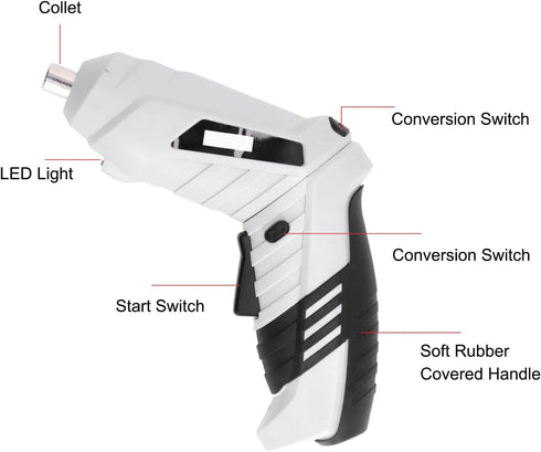 Electric Screwdriver, Cordless Screwdriver Set with 2Pcs Bits, Handheld Power Screwdriver for Drilling Repair, USB Rechargeable Drill Kit, Magneti...