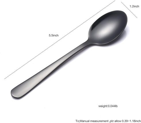 Buyer Star 12 Pieces Black Teaspoons 5.5-Inch Mini Coffee Spoons Stainless Steel Sugar Demitasse Espresso Spoons...