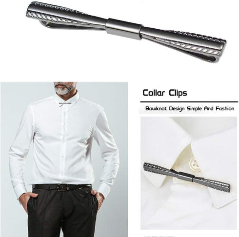 Men's Shirt Collar Clips Tie Collar Bar Pin Gold Silver Black Metal Cravat Clip Collar Pin...
