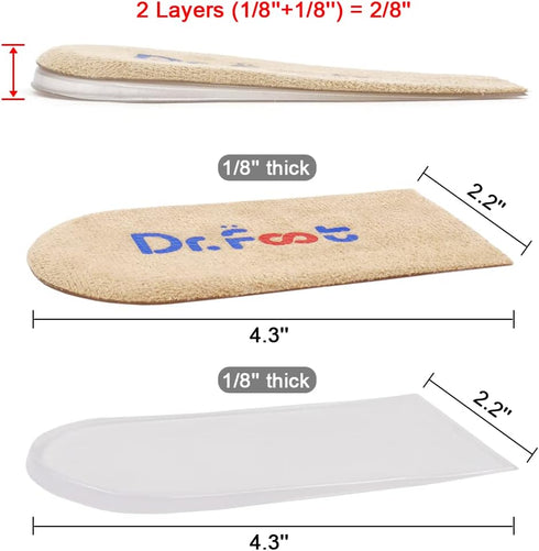 Dr.Foot Adjustable Orthopedic Heel Lift Inserts, Height Increase Insole for Leg Length Discrepancies, Heel Spurs, Heel Pain, Sports Injuries, and ...