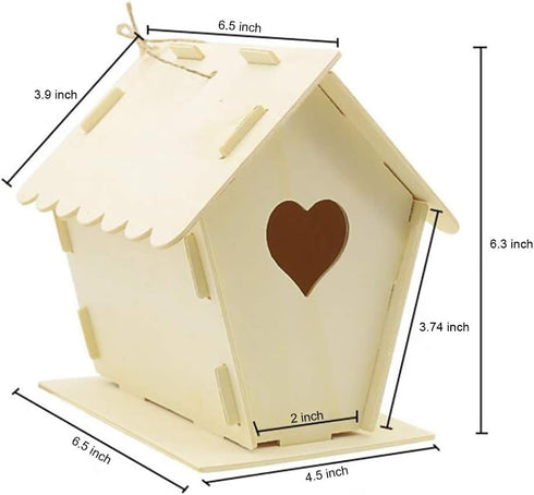 2 Set Unfinished Wooden Birdhouses Kit for Children to Build and Paint Bird House Kids DIY Arts Crafts Kits Bird Feeder Kit for Girls Boys Toddler...