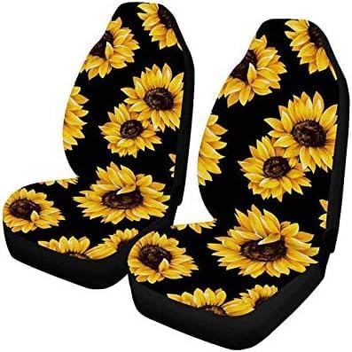 Car Front Seat Covers, Universal Blue 3D Animal Wolf PrintingCar Seat Protector Seat Cushion Full Cover Fit Most Car,Truck,SUV,Van (Sunflower-2PC)...