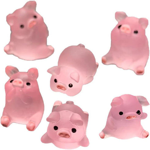Lucky Piggy Toy Car Ornaments,6pcs Cute Pink Piggy Figures Car Dashboard Decorations Miniature Pig Figurines Landscape DIY Crafts Mini Resin Pig D...