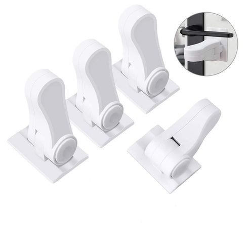 Door Lever Child Proof - Baby Proofing Door Handle -Toddler Safety Doorknob Latch for Toilet Facuet Handle - No Drilling Install - Easiest Use (Wh...