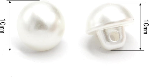 10mm White Round Pearl Buttons for Clothing, Shirts, Skirts, Collar, Cuff, Handmade Decorations, Sewing Supplies (50pcs 10mm(0.394inch))(White)...