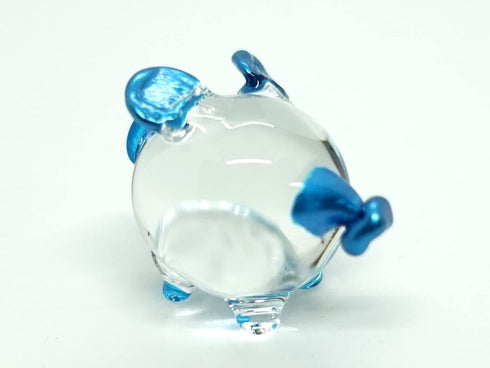 Pig Miniature Figurines Animals Hand Painted Blown Glass Art Collectible Gift Decorate, V1 (Clear Blue)...