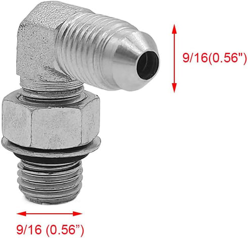 (2-PACK) 6801-06-06-NWO Hydraulic Hose Adapter Fitting 3/8"Male JIC 37° Flare(9/16-18 UNF)×3/8"Male Adjustable Nut O-Ring Boss(9/16-18 UNF) 90°Elb...