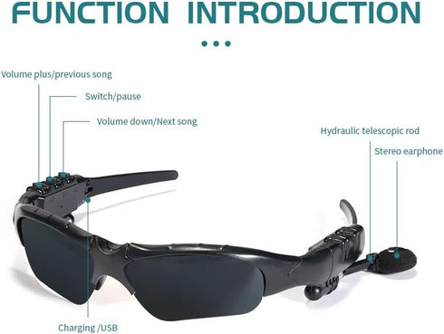 Stereo Bluetooth 5.0 UV Protection Sunglasses, Hands-Free Calling, Polarized Lenses, Connect with Mobile Phones and Tablets...