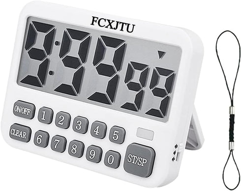 FCXJTU Digital Kitchen Timer, Large Display Countdown/Up Timer with Digits Directly Input, Fast Setting, Loud Alarm, ON/Off, Magnetic Back Stand f...