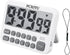 FCXJTU Digital Kitchen Timer, Large Display Countdown/Up Timer with Digits Directly Input, Fast Setting, Loud Alarm, ON/Off, Magnetic Back Stand f...