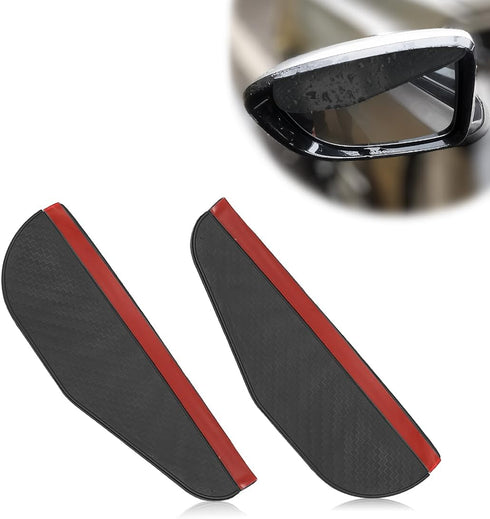 2Pcs Mirror Rain Visor Guard, Universal Waterproof Auto Flexible Mirror Cover Rubber Carbon Fiber Visor Guard Car Exterior Trim Accessories for Mo...