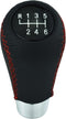 6 Speed Shift Knob Car Shifter Handle PU Leather Gear Stick Head for Most Manual Automatic Vehicles (Red Stitches)...