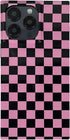 Rectangle Pink Checkered Phone Case for iPhone 15 Pro (6.1in) Cute Checkerboard Checker Flag Print Glossy Slim Trendy Rectangled Edge Strong Shock...