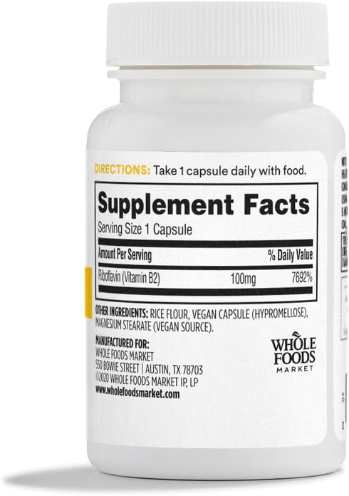 365 by Whole Foods Market, Vitamin B2 100Mg, 100 Veg Capsules...