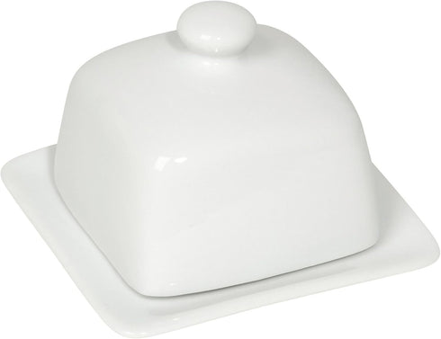 Now Designs Stoneware Square Butter Dish with Lid, White 4.5 x 4.5 in...