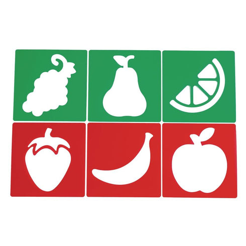 Colorations Fruit & Vegetable Shapes Stencils for Kids, 8 inches, Jumbo, Sturdy, Quality, Washable, Paint, Draw, Spray, Classroom, Arts & Crafts, ...