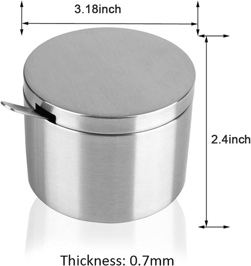 Sugar Container with Lid and Spoon,Spice Jars,Stainless Steel 12 Ounce Sugar Bowl,Multi-Function Spice Salt Brown Sugar Jars Container,Coffee Bar ...