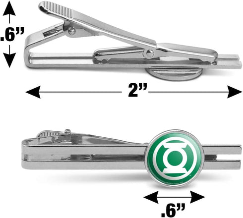 Green Lantern White Logo Round Tie Bar Clip Clasp Tack Silver Color Plated...