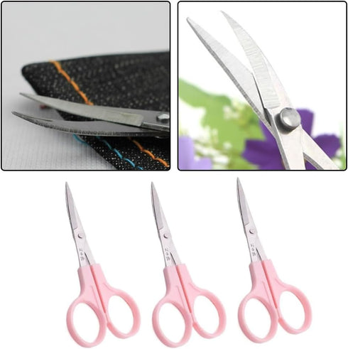 Embroidery Curved Scissors, 3 Pcs, Stainless Steel, for Cross Stitch, Sewing, Crafting, Dressmaking, Pink...