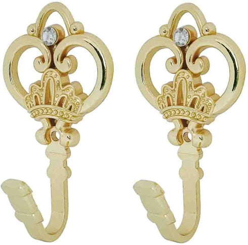 Crown Curtain Wall Hook Household Clothes Hanging Hook Window Drapery Medallion Holdbacks, Curtain Tiebacks, Wall Hook, Tassel Holder 1 Double (Go...