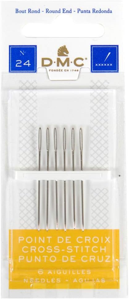3 Pack DMC Size 24 Cross Stitch Needles (Total 18 Needles) - New Package...