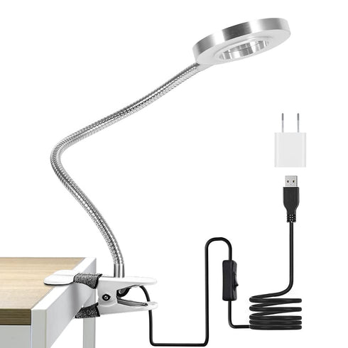 Clip on Lamp Pinkiou Desk Lamp with Clamp for Night Reading Nail Art Makeup Salon LED USB Book Light Clip Clamp Lamp 360°Flexible Gooseneck Bed La...