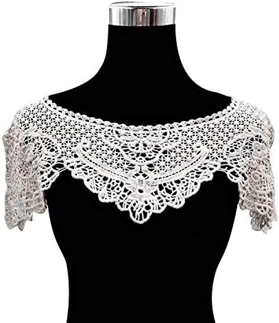 Embroidered Floral Lace Neckline Neck Collar Trim Clothes Sewing Applique Edge (Withe A)...