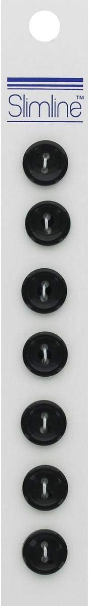 Slimline Buttons 7/16" Black 7pc Hook #82...
