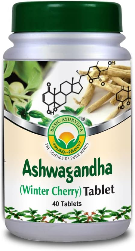 BASIC AYURVEDA Ashwagandha Supplement | 40 Tablets (1000mg) | Herbal Wellness & Immune Support | Organic Indian Ginseng Pills | Consume with Warm ...