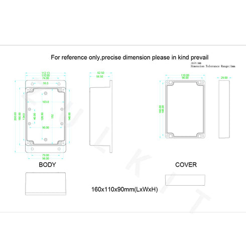 Junction Box, Zulkit Project Box Waterproof Dustproof IP65 ABS Universal Electrical Boxes Enclosure with Fixed Ear Black 6.30 x 4.33 x 3.54 inch (...