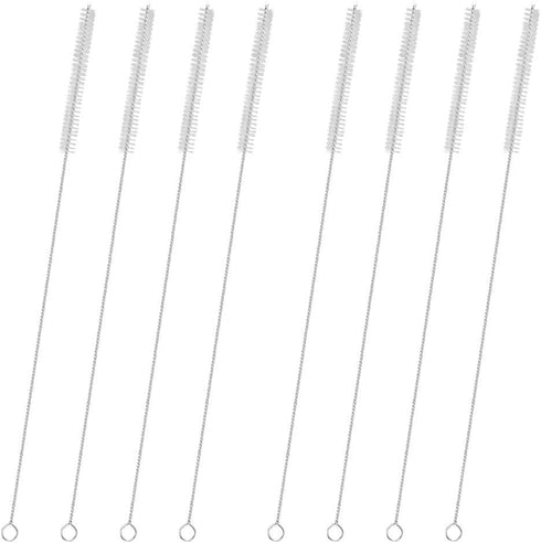 GFDesign Drinking Straw Cleaning Brushes Set 15" Extra Long 10mm Extra Wide Pipe Tube Cleaner Nylon Bristles Stainless Steel Handle - 15" x 3/8" (...
