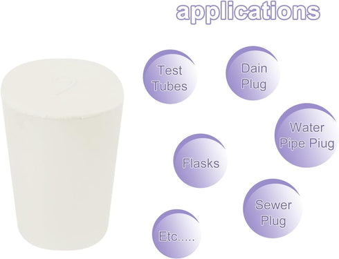 MECCANIXITY Rubber Tapered Plug 15mm to 21mm Solid Test Tubes Bungs Stopper White for Lab Home 15 Pieces...
