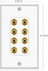 Banana Binding Post Two-Piece Coupler Inset Wall Plate for 4 Speakers Standard Single Gang White...